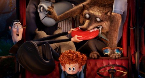 Dracula (Adam Sandler), Frank (Kevin James), Wayne (Steve Buscemi), Dennis (Asher Blinkoff) and Griffin the Invisible Man (David Spade) in Columbia Pictures and Sony Pictures Animation's HOTEL TRANSYLVANIA 2.