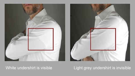 Sự khác biệt giữa áo lót nam màu trắng và màu xám tro.