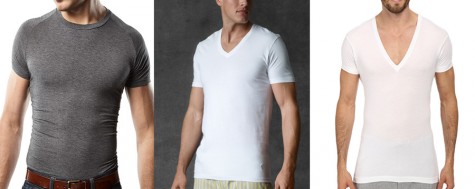 3 kiểu áo lót nam: áo crewneck (cổ bo tròn) - áo cổ V - áo cổ V sâu.