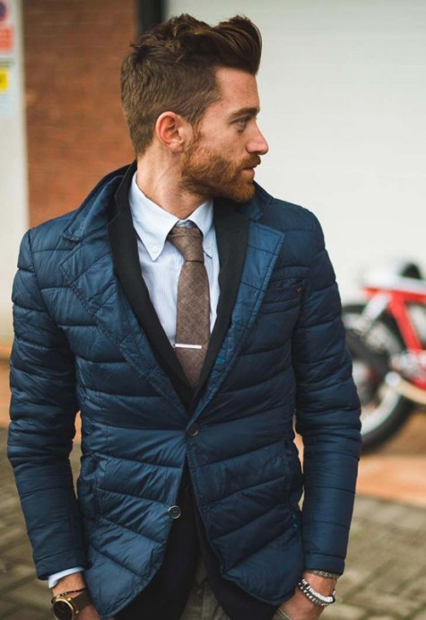 cách phối đồ vest với các kiểu áo khoác - quilted jacket - elleman