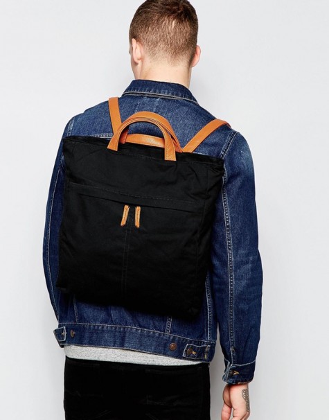 phụ kiện nam Xuân Hè 2016 - ASOS Backpack Tote Hybrid In Black Canvas - elleman