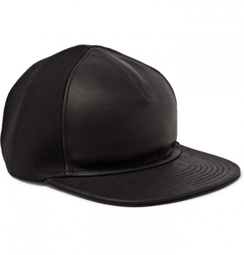 phụ kiện nam Xuân Hè 2016 - BALMAIN LEATHER AND COTTON BASEBALL CAP - elleman