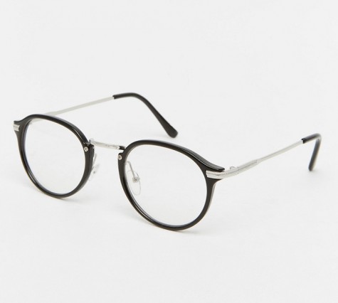 phụ kiện nam Xuân Hè 2016 - Jeepers Peepers Casper Round Clear Lens Glasses In Black - elleman