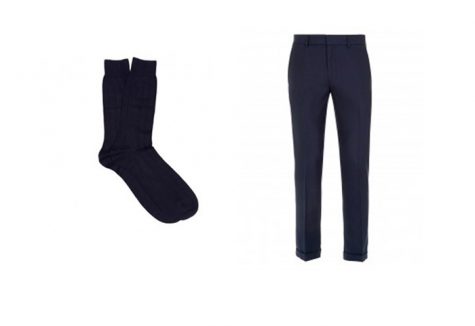 quần tây, tất vớ, giày tây nam elleman 1 - navy cotton-blend socks 1