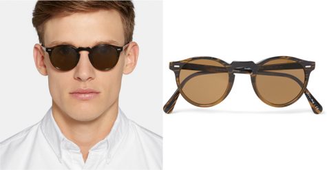 5 lỗi phong cách thời trang cần tránh trong mùa Hè - OLIVER PEOPLES Gregory Peck Round-Frame Acetate Sunglasses £191.67 - elle man