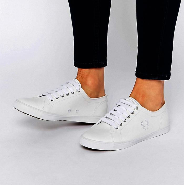 5 kieu giay the thao - all-white - Fred Perry Spencer White Leather Trainers - elle man