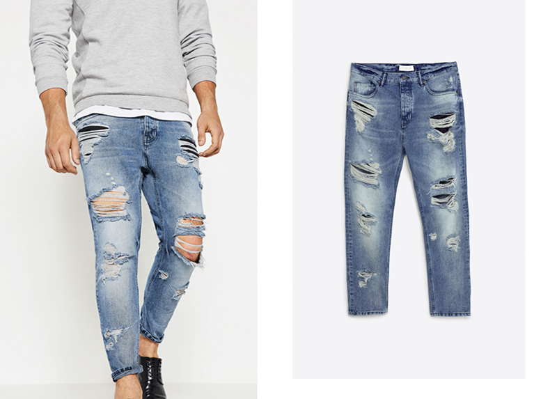 xu hướng quần jeans nam cuối năm 2016: quần Zara.