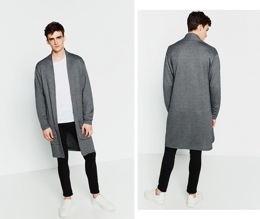 Áo khoác cardigan màu xám của Zara.