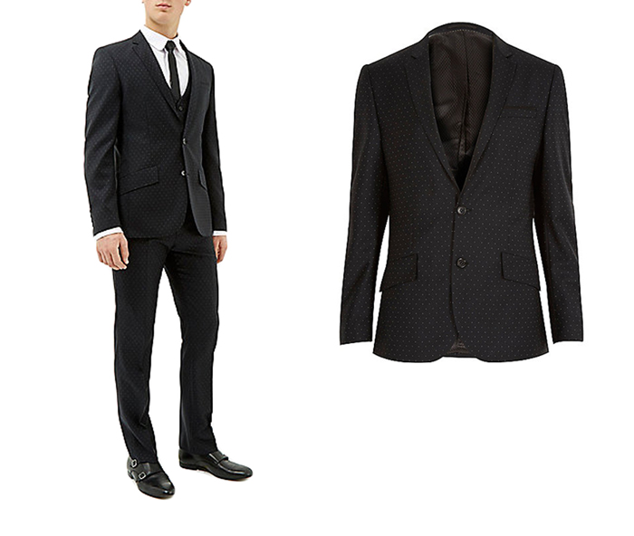 thờ trang nam họa tiết chấm bi: suit của River Island.