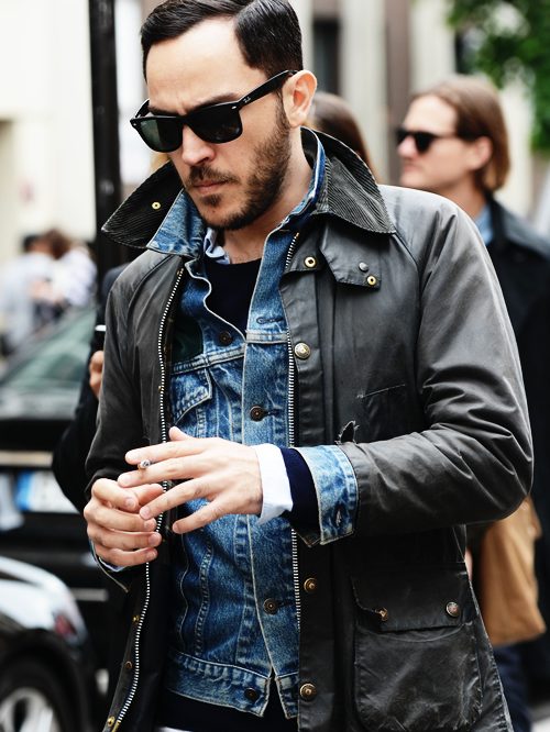 cách phối quần áo lạnh mùa Đông - denim + coat - elle man