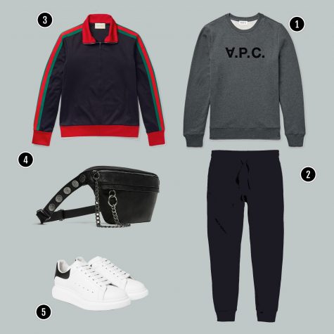 1. Áo: APC / 2. Quần: H&M/ 3. Áo: Gucci/ / 4. Túi: Zara / 5. Giày: Alexander Mcqueen