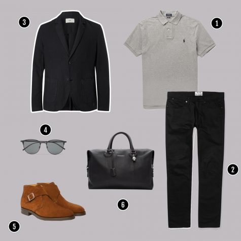 1. Áo: Ralph Laurent / 2. Quần: Acne / 3. Áo: AMI / 4. Kính: YSL / 5. Giày: Asos / 6. Túi: Alexander Mcqueen