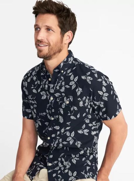 xu hướng thời trang hè 2018 old navy - printed short sleeve shirt - elle man 2