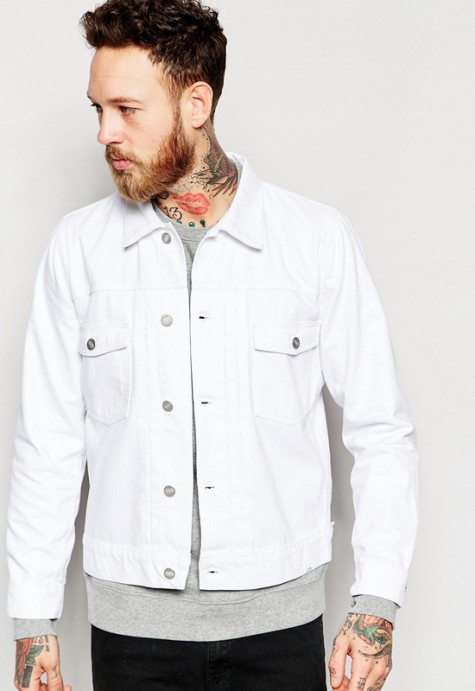 Các xu hướng áo & quần jeans nam hot 2016 - White Asos jeans jacket - elleman