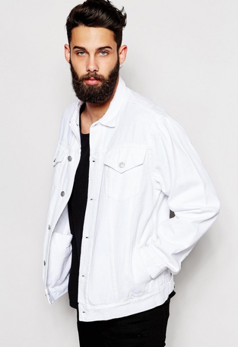 Các xu hướng áo & quần jeans nam hot 2016 - White Asos oversized denim jacket - elleman