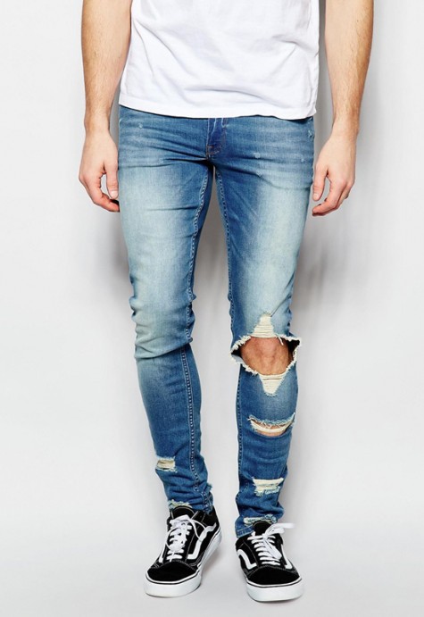 Các xu hướng áo & quần jeans nam hot 2016 - distressed ASOS etreme super skinny jeans - elleman