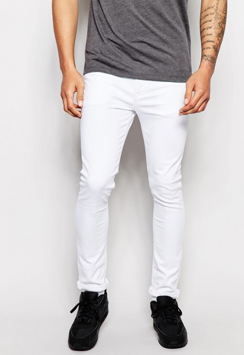 quần jeans nam trắng - ASOS Super Skinny Jeans In White - elleman