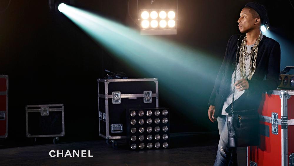 pharrell williams - chanel hadbag ads - elle man 2