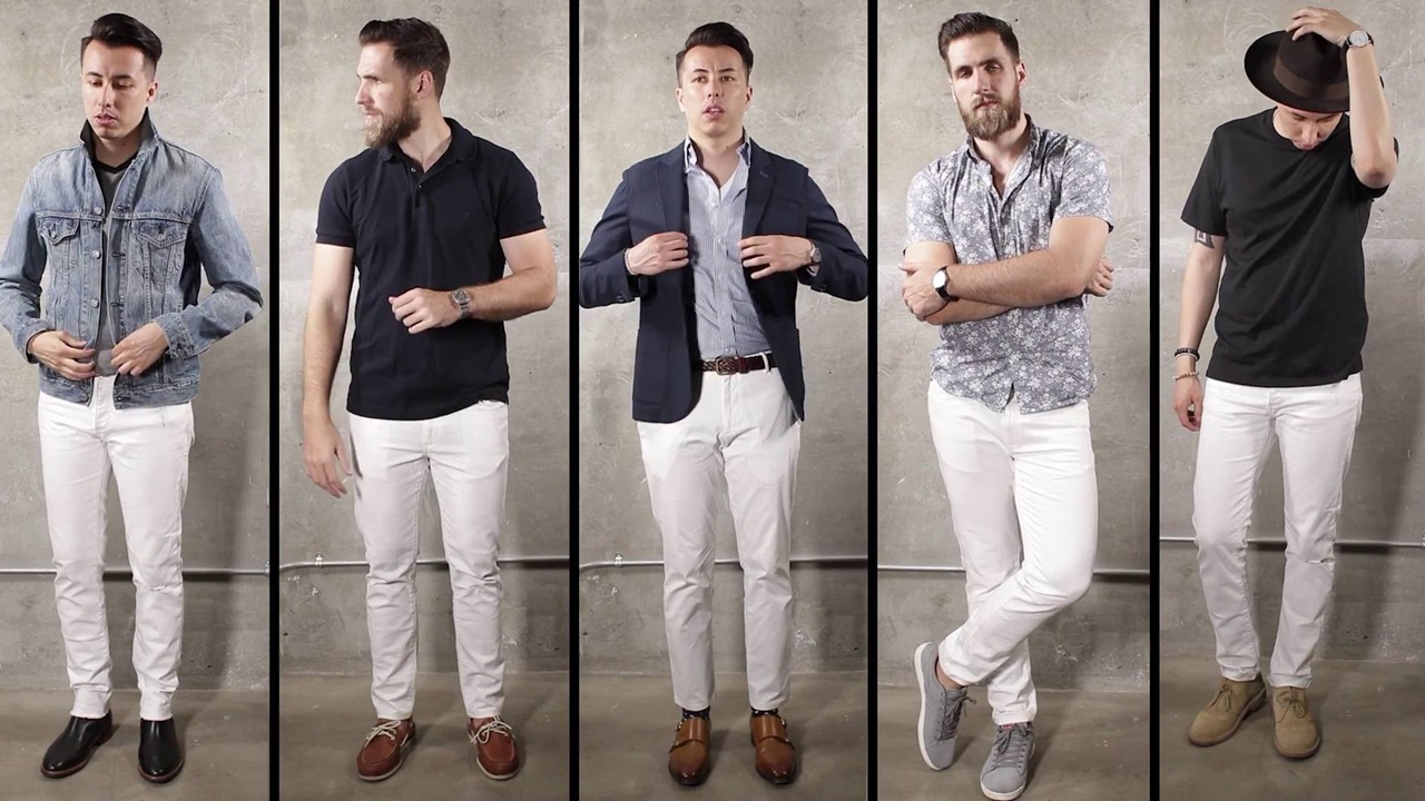 quần jeans trắng - elle man