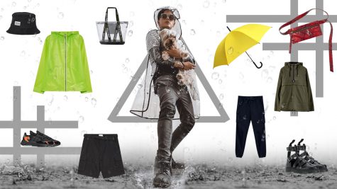 cách phối đồ cho những ngày mưa áo khoác chống thấm nước màu xanh neon addidas nite jogger ô dù vàng feature