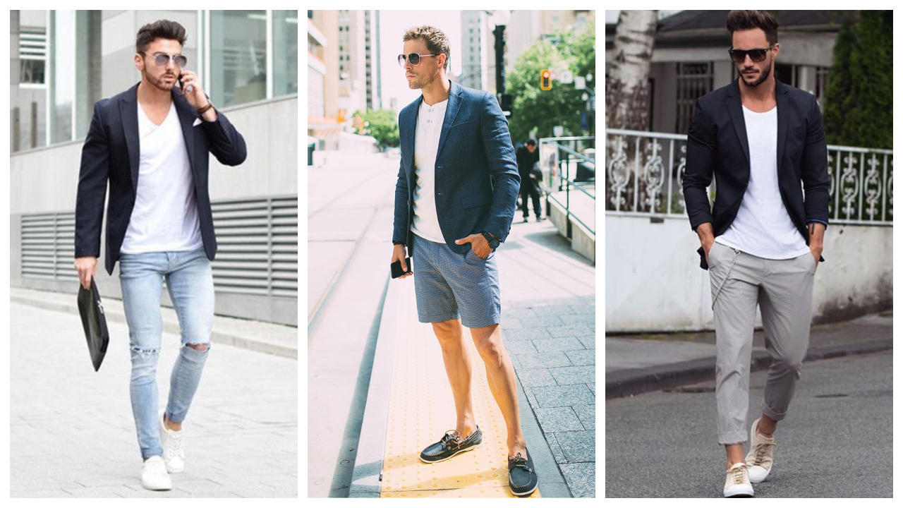 áo blazer nam-các chàng trai mặc áo suit jacket cùng các loại quần khác nhau