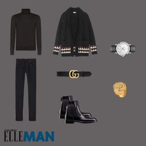 outfit 1 - phối áo cardigan nam