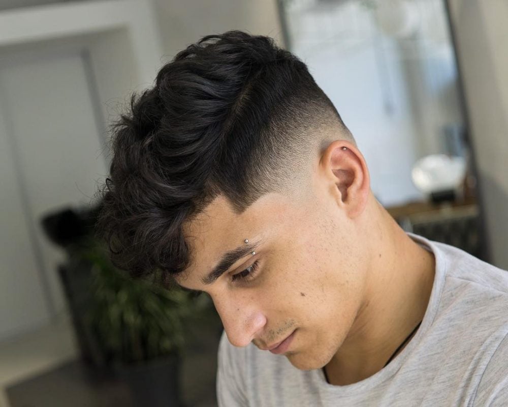 Wavy side part taper fade