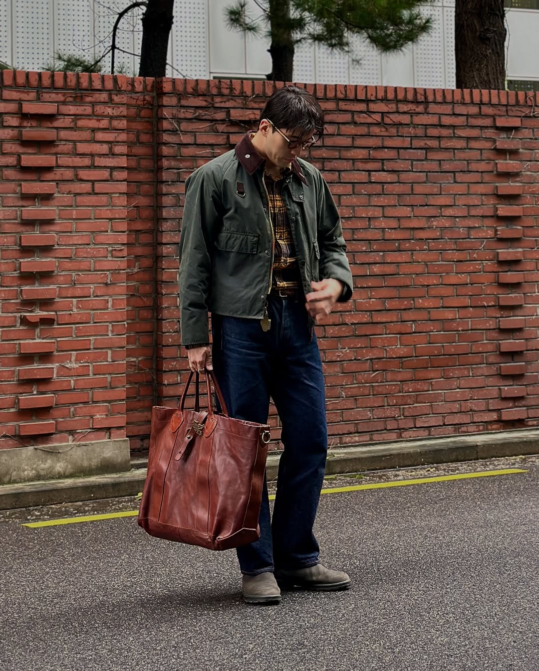 Quần jeans và áo khoác workwear