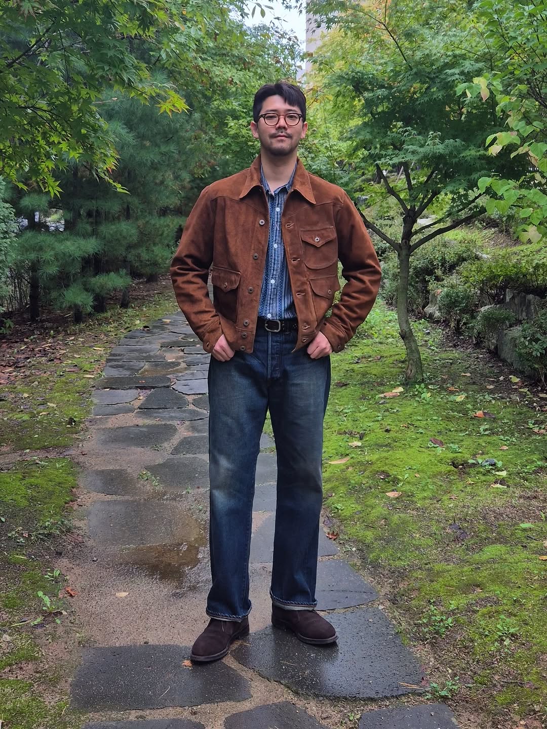 Quần jeans và áo khoác workwear