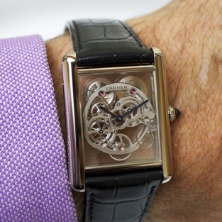 Đồng hồ Cartier nam "Tank Louis" Skeleton Sapphire