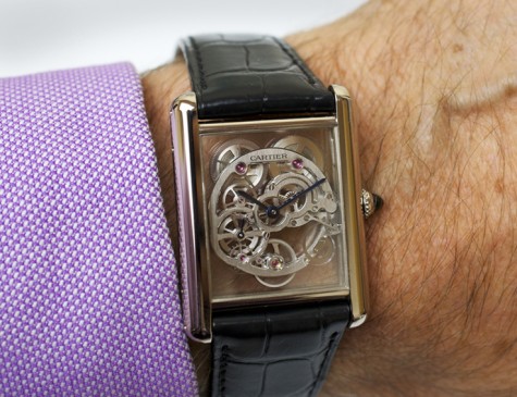 Đồng hồ Cartier nam "Tank Louis" Skeleton Sapphire