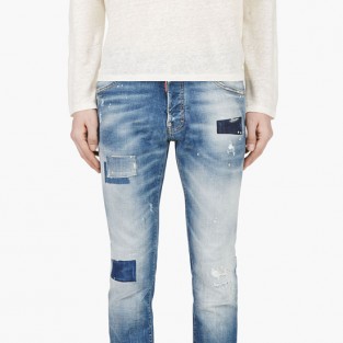 Các xu hướng áo & quần jeans nam hot 2016 - embellished DSquared2 patchwork blue - elleman