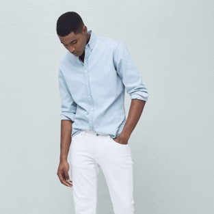 quần jeans nam trắng - Mango Slim-fit white Jan jeans - elleman