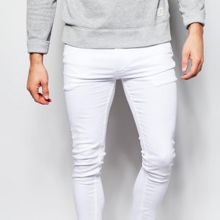 quần jeans nam trắng - Religion Vice Super Skinny Stretch White Jeans with Cut Hem - elleman