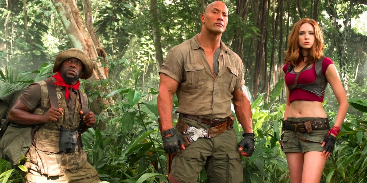 Humorous image, The Rock and his teammates have turned "Jumanji: Welcome to the Jungle" into a new bomb at the end of this year.