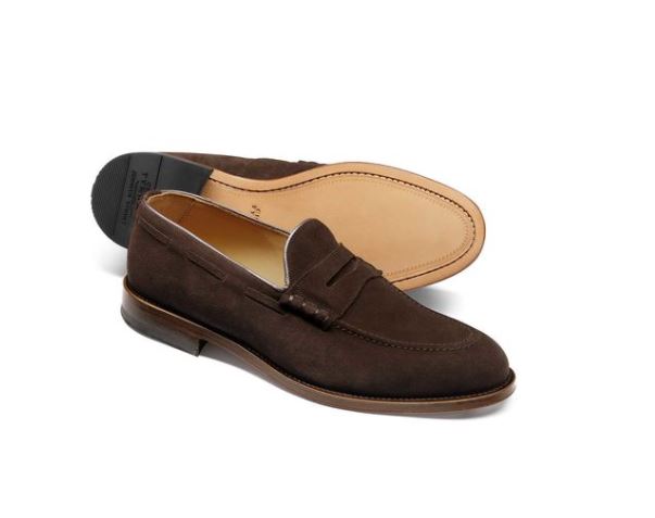 12 thuong hieu giay loafer nam charles tyrwhitt chocolate suede penny loafer 5,6mil VND - elle man 1