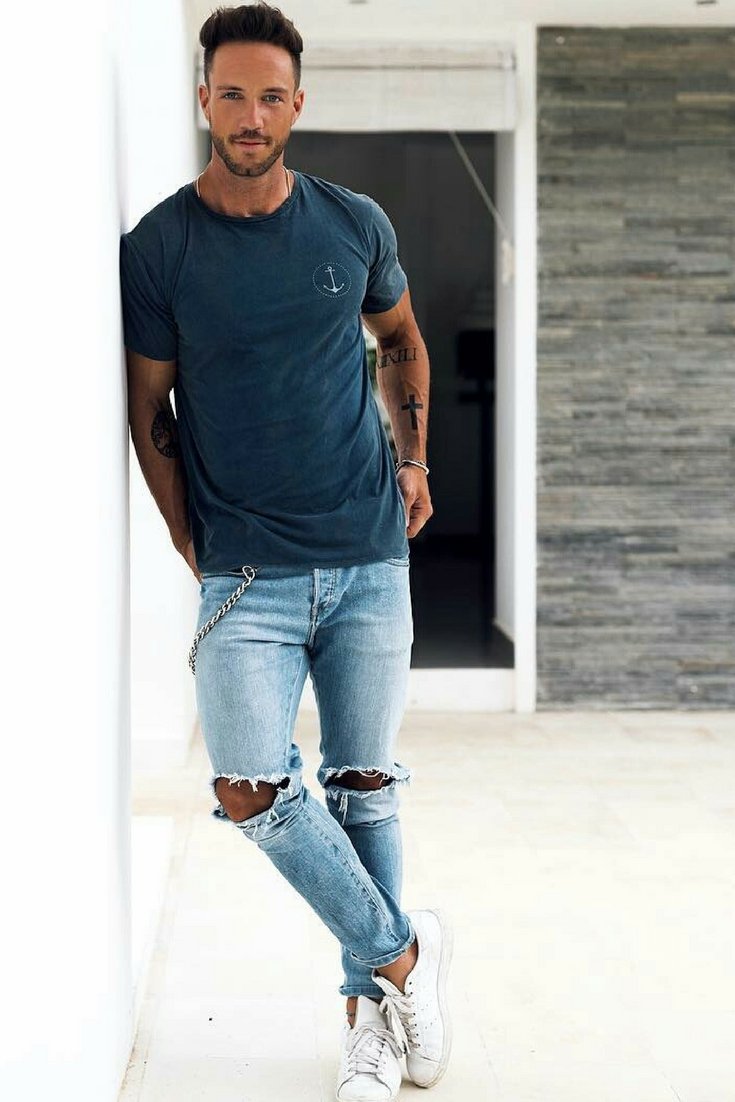 quan jeans rach & ao thun basic photo lifestylebyps.com - elle man 1