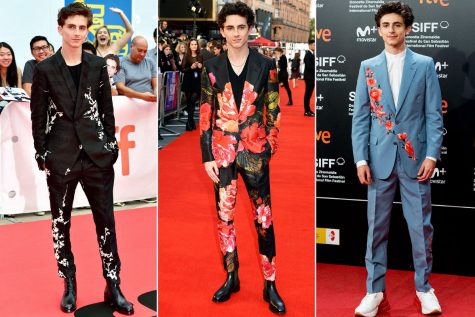 diễn viên Timothée Chalamet mặc suit hoa