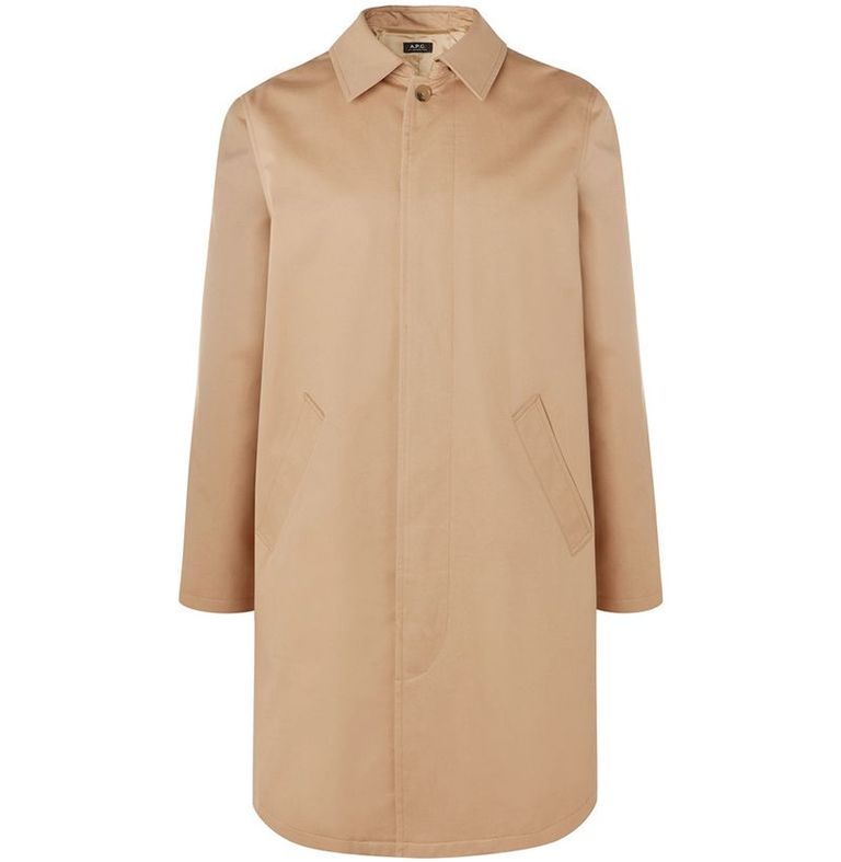 mẫu áo khoác nam A.P.C. Cotton-Twill Mackintosh Coat