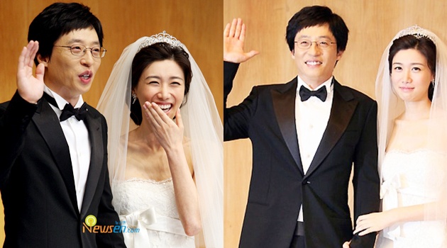 Người nổi tiếng cung sư tử 16 MC Yoo Jae-suk và vợ Na Kyung Eun