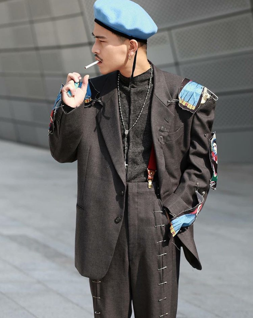 mũ beret nam màu xanh decao seoul fashion week