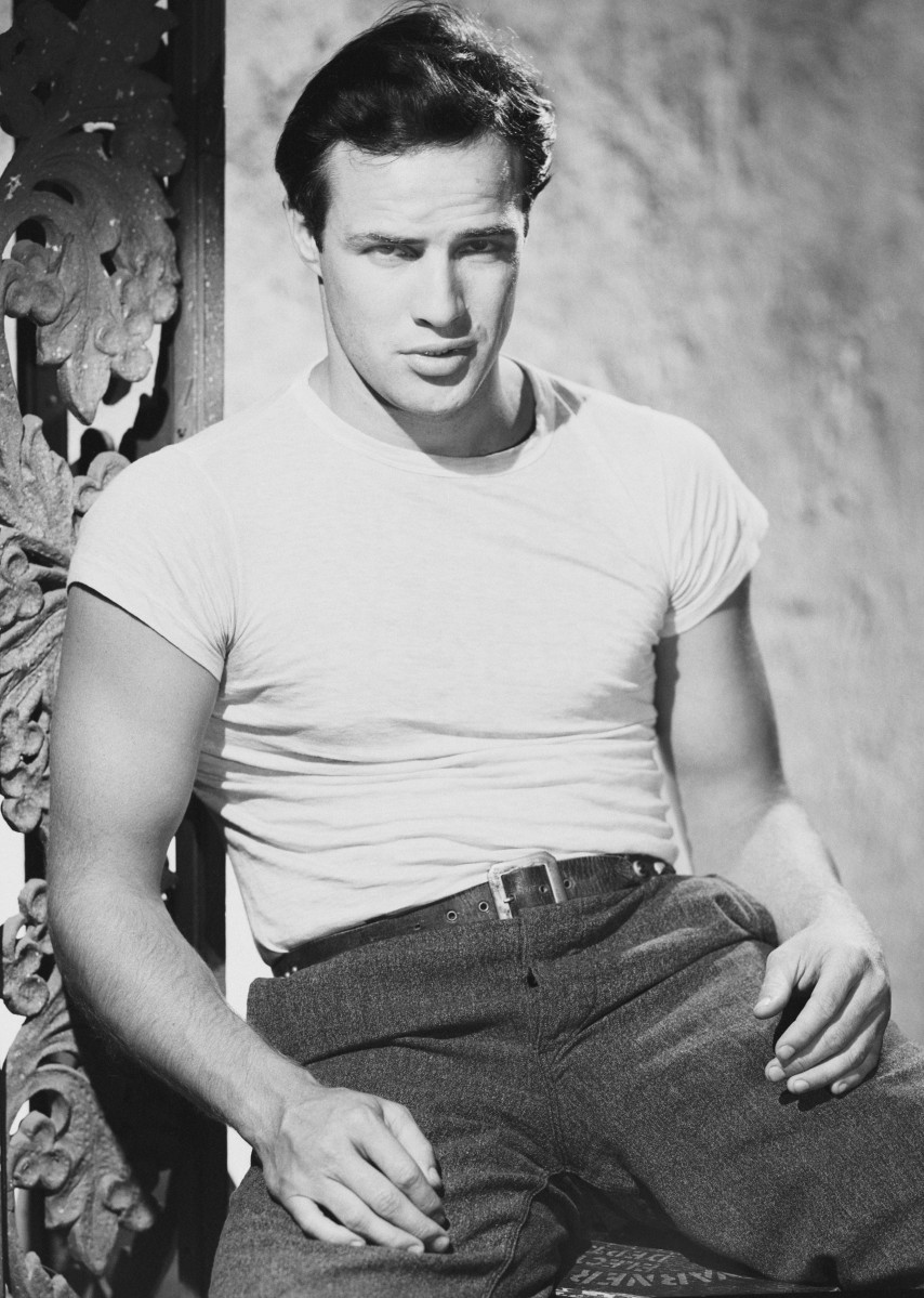 ao t-shirt - marlon brando with tee - elle man 1