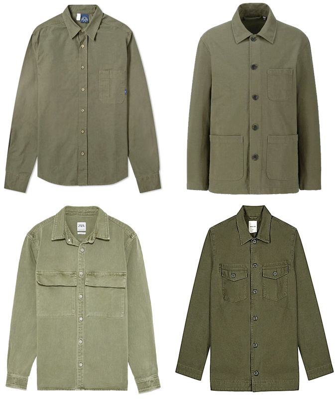 Áo sơ mi phom rộng màu Olive