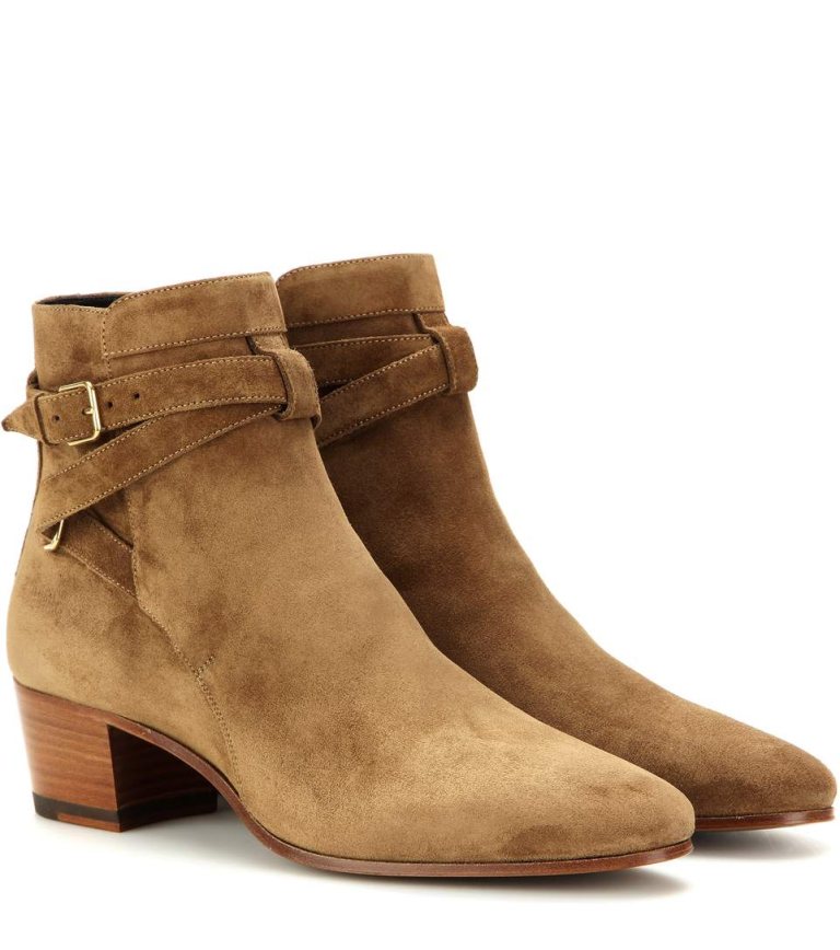 Giày Jodhpur boots da suede (da lộn) của Saint Laurent.