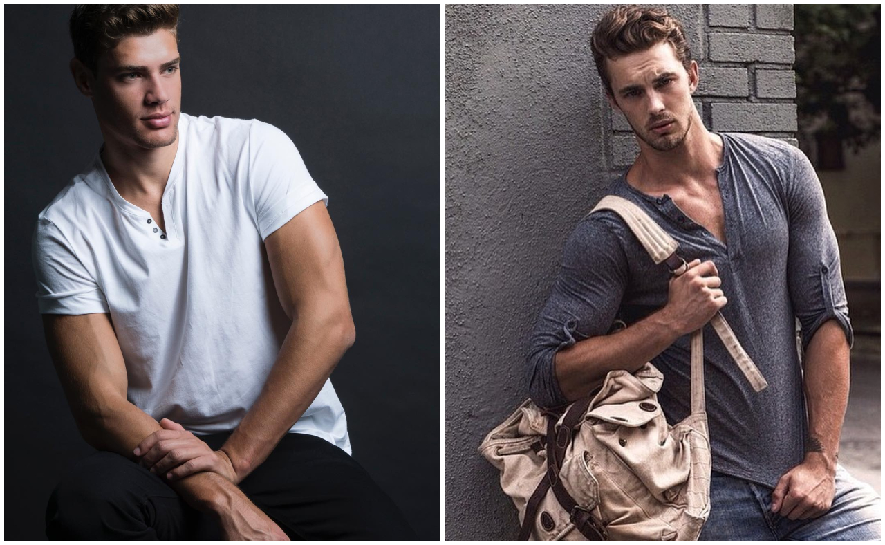 phối đồ với áo thun henley - christian hogue