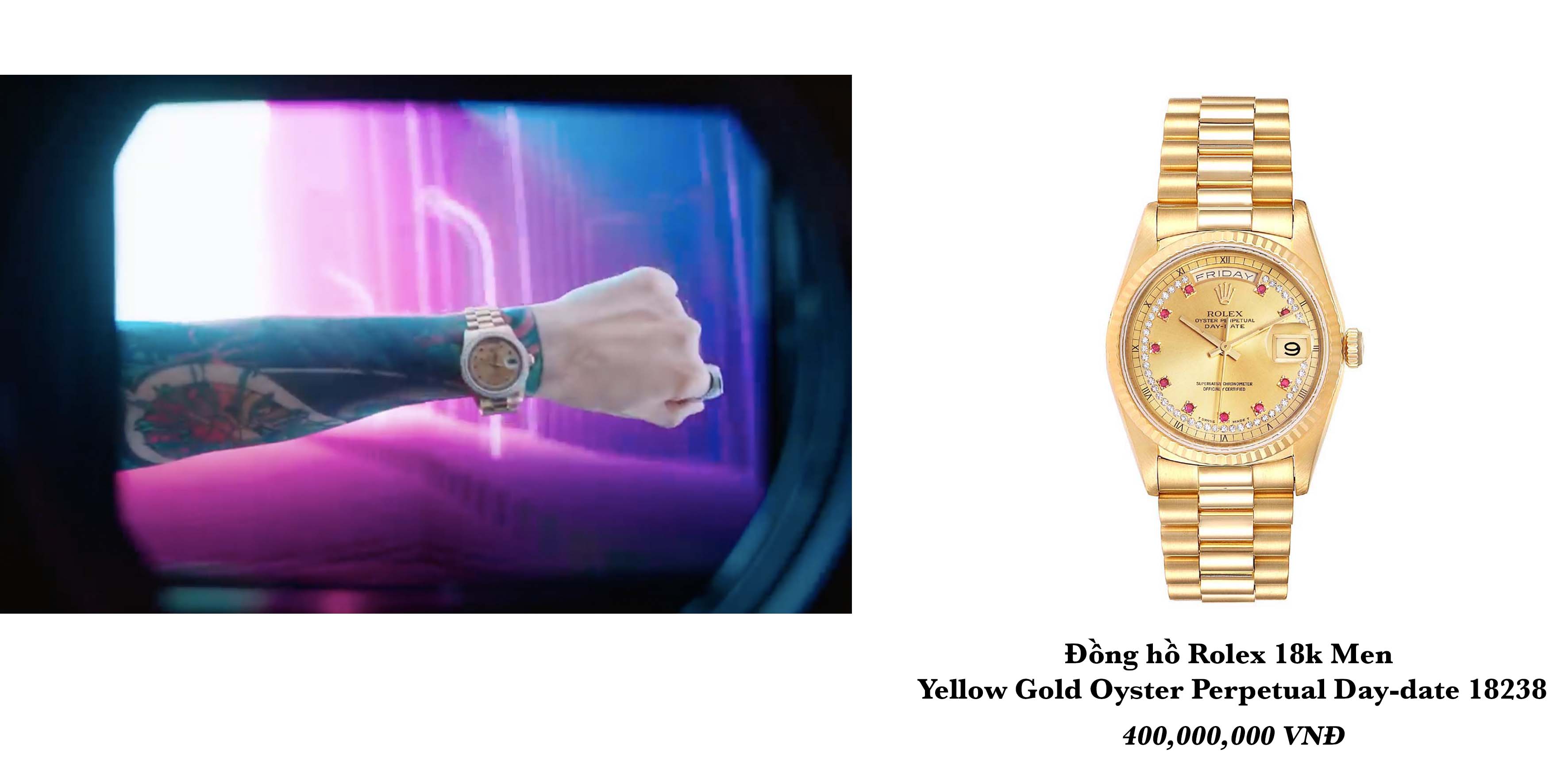 đồng hồ rolex 18238 trong mv bigcityboi