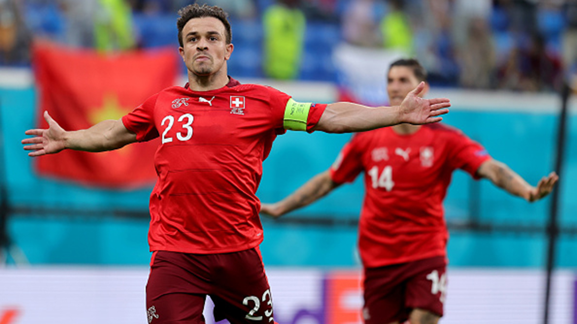 Shaqiri ăn mừng khi gỡ hoà vào lưới Tây Ban Nha Từ Kết Euro 2020