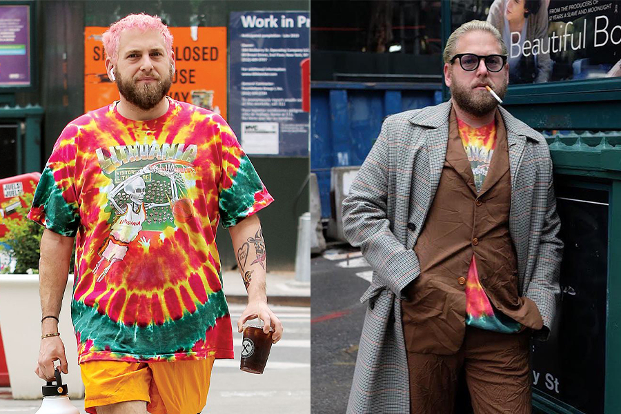 Jonah Hill cùng những bộ outfit đặc sắc với hoạ tiết Tie Dye