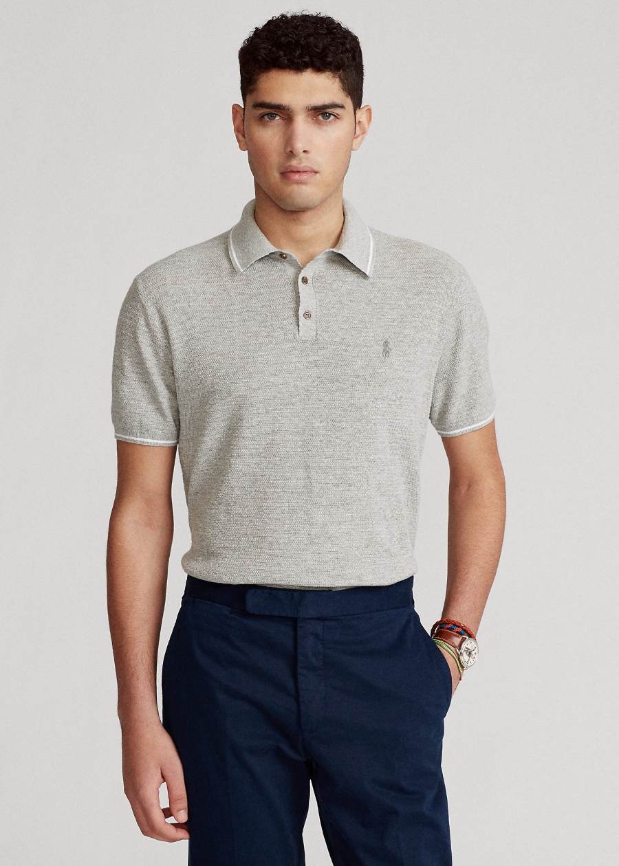 Polo Ralph Lauren Cotton-Linen Polo-Collar Sweater