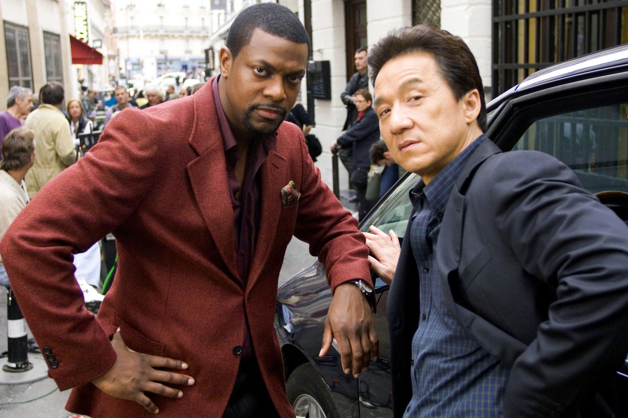 Diễn viên Thành Long bên cạnh diễn viên Chris Tucker